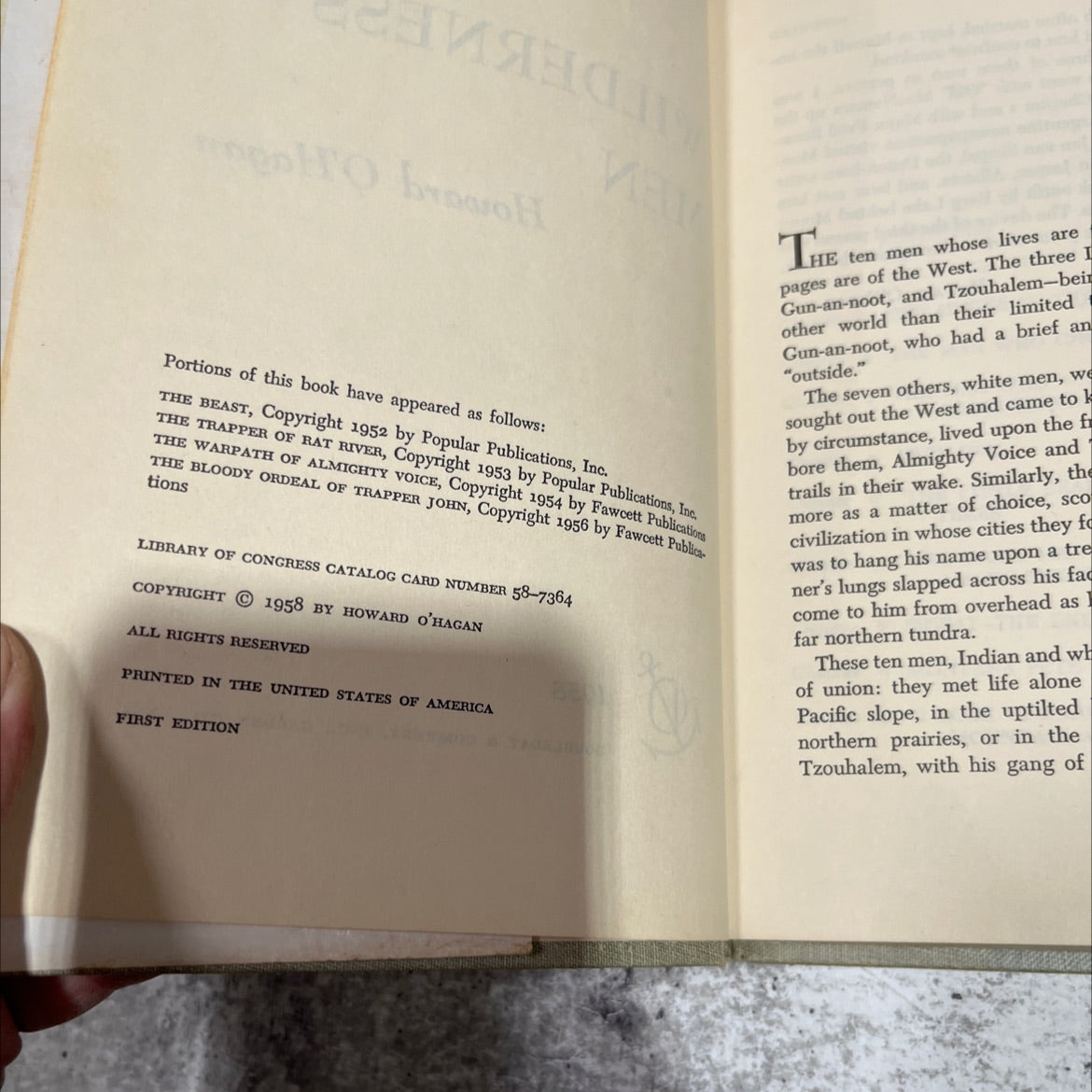 wilderness men book, by howard o'hagan, 1958 Hardcover image 3