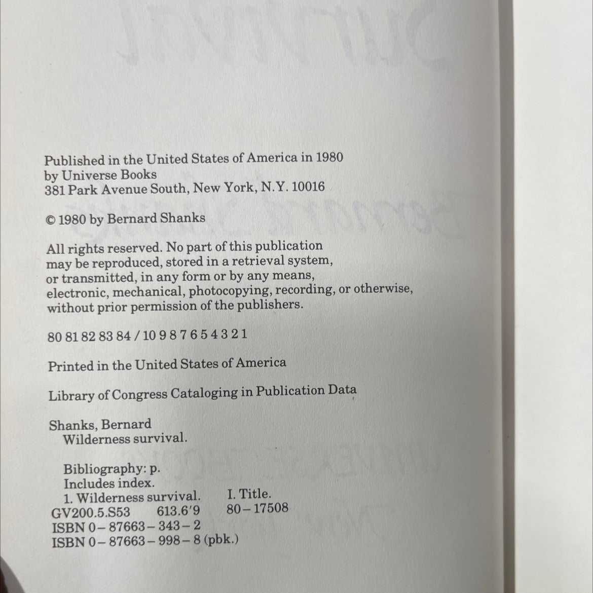 wilderness survival book, by Bernard Shanks, 1980 Hardcover image 3