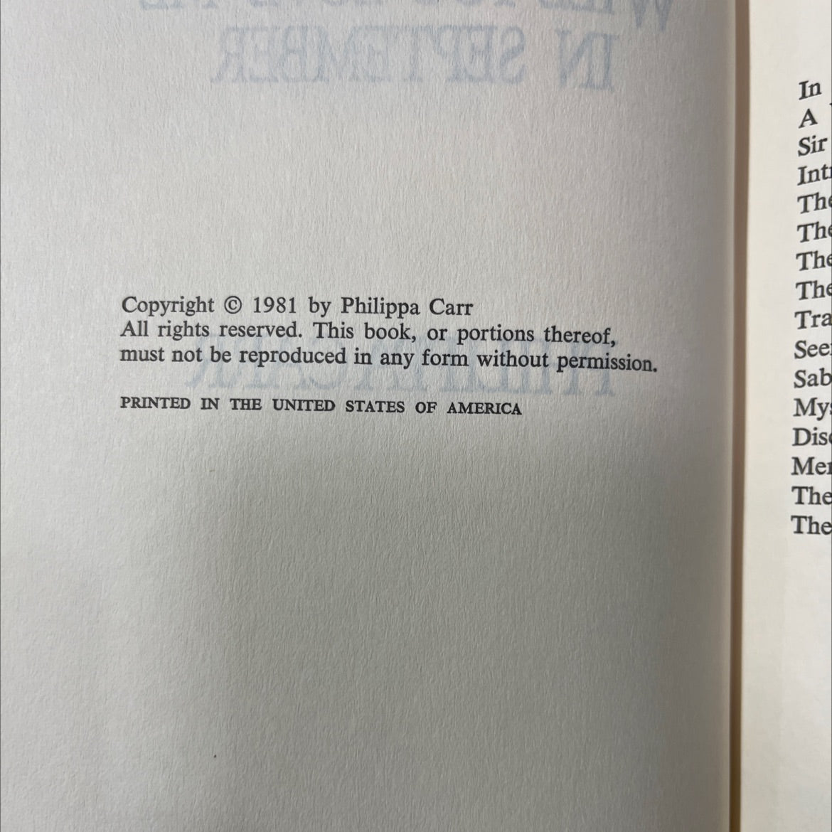 will you love me in september book, by philippa carr, 1981 Hardcover image 3