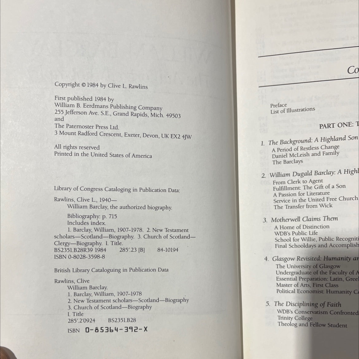 william barclay the authorized biography book, by clive l. rawlins, 1984 Hardcover image 3