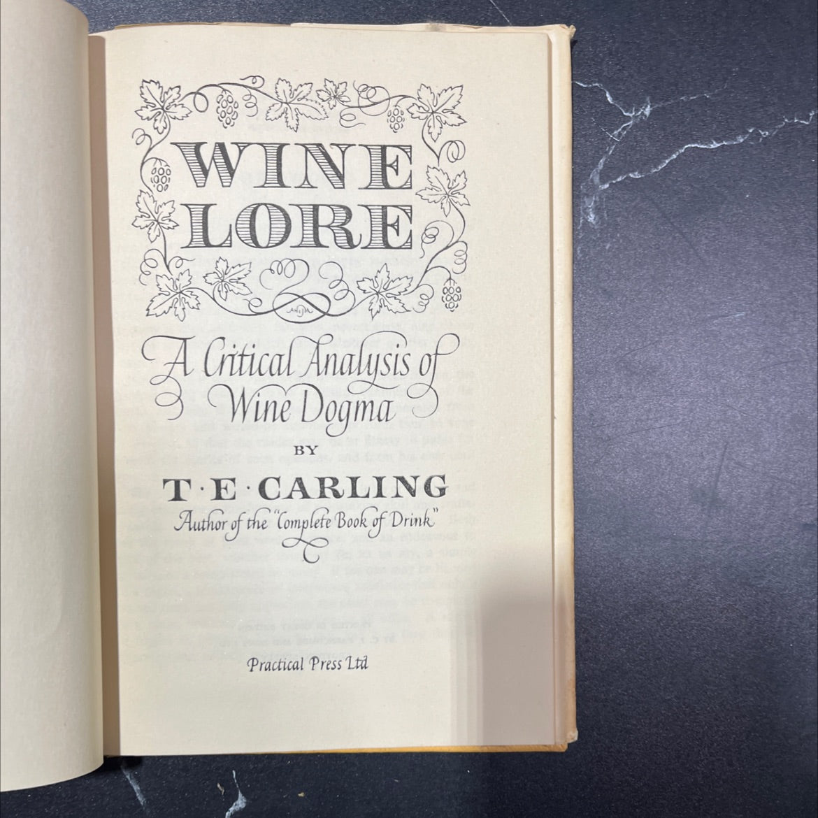 wine lore book, by te carling, 1954 Hardcover, Vintage image 2