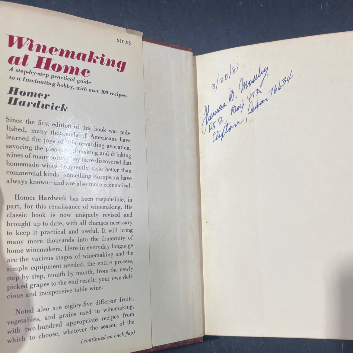 winemaking at home book, by homer hardwick, 1972 Hardcover image 4
