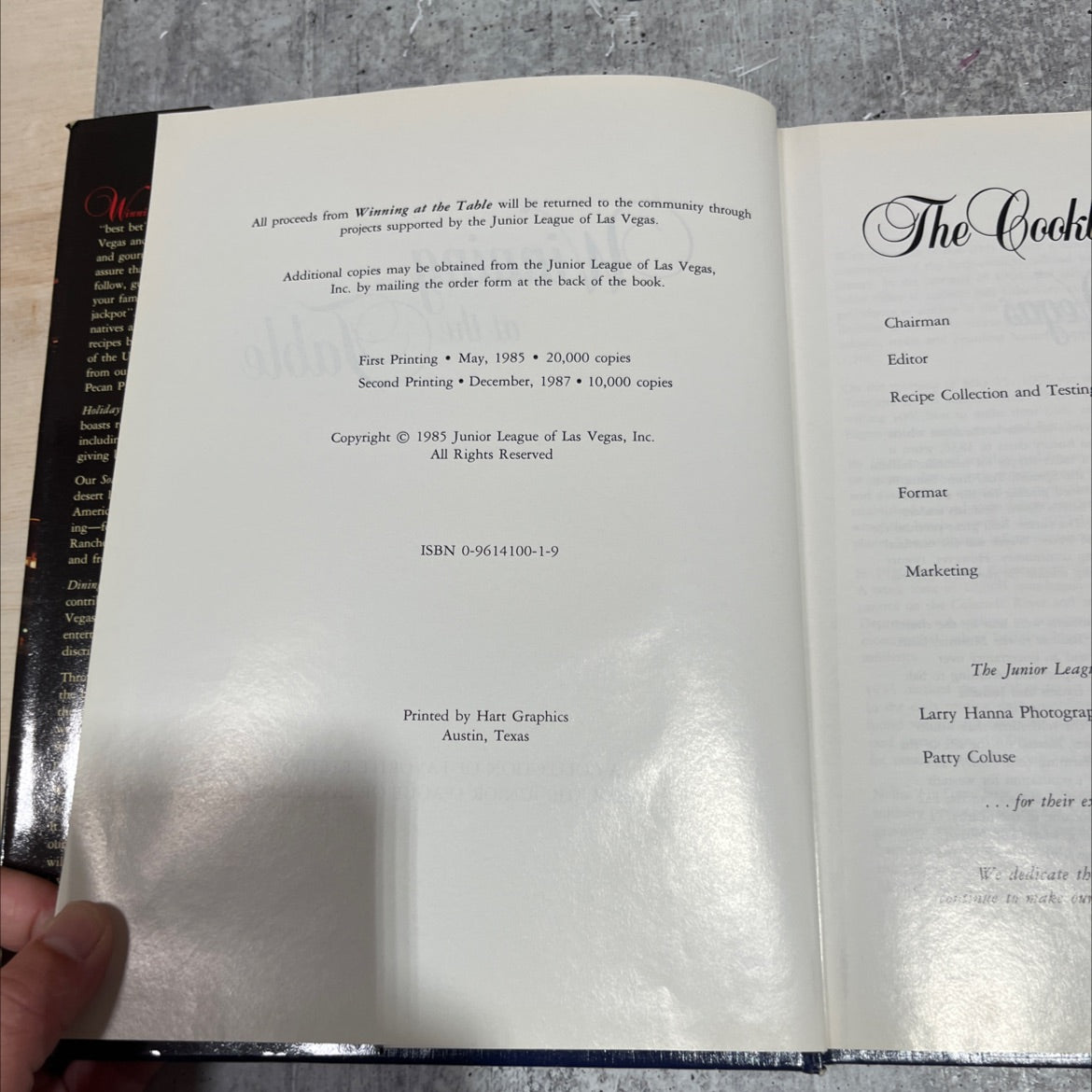 winning at the table book, by junior league of las vegas, 1987 Hardcover image 3