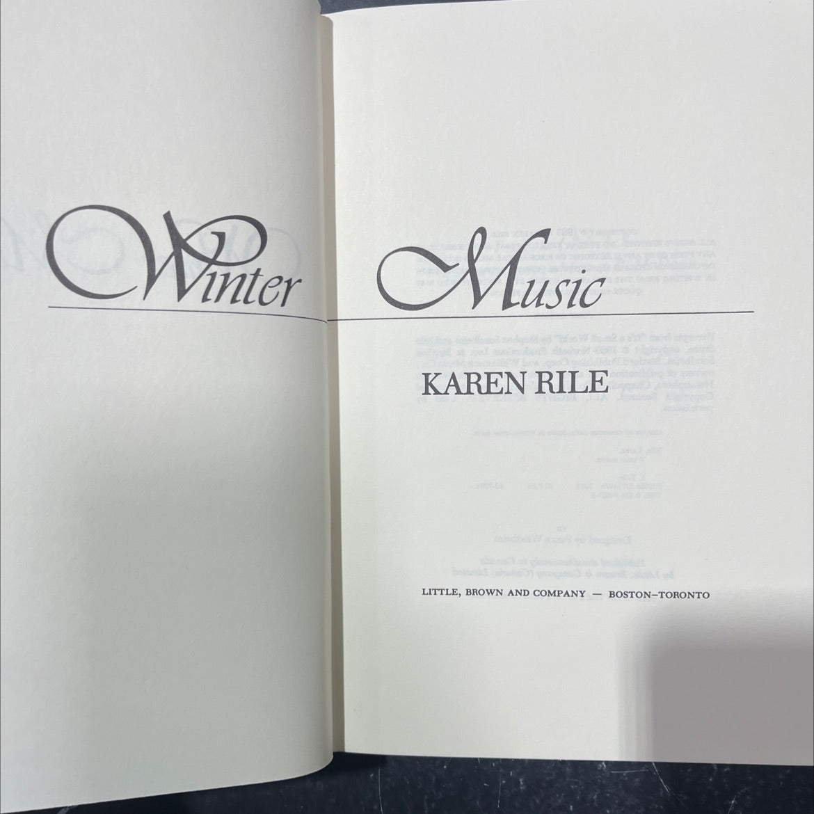 winter music book, by karen rile, 1983 Hardcover image 2