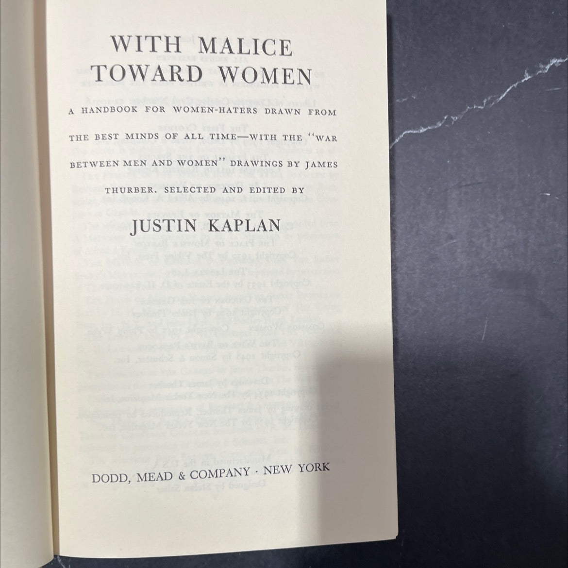 with malice toward women book, by justin kaplan, 1952 Hardcover image 2