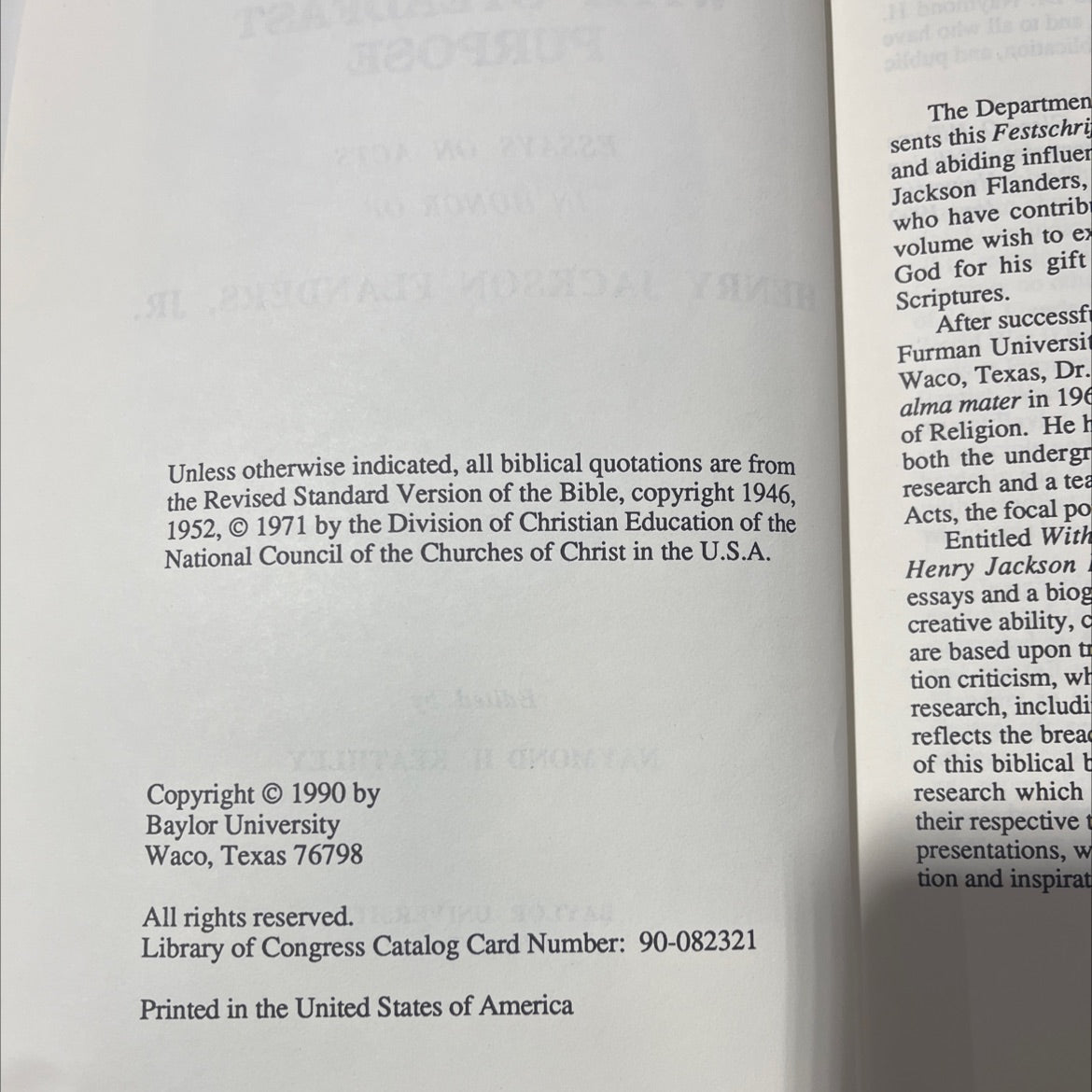 with steadfast purpose essays on acts in honor of henry jackson flanders jr book, by naymond h. keathley, 1990 Hardcover image 3