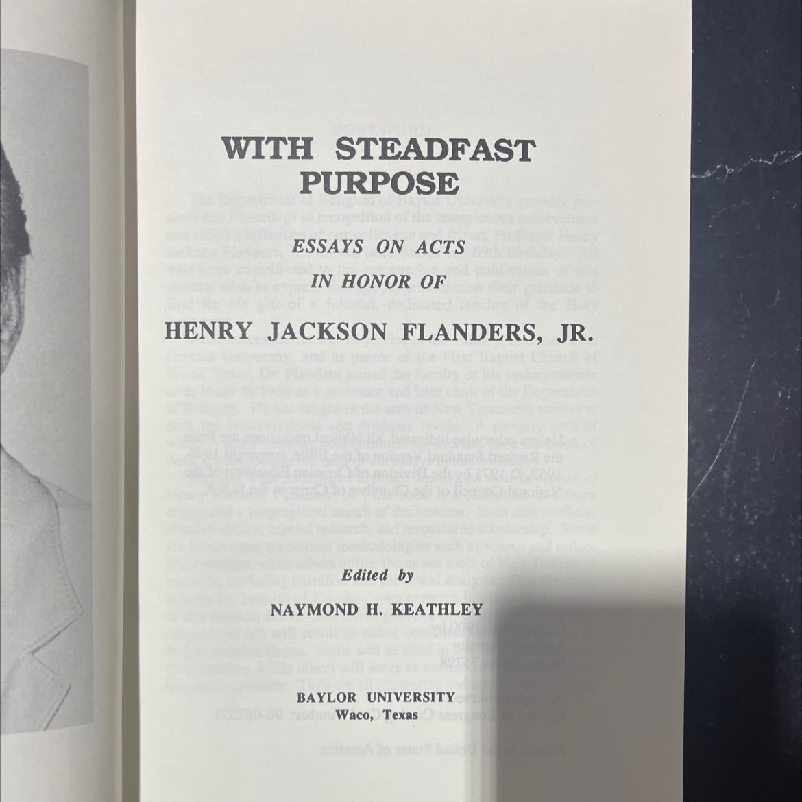 with steadfast purpose essays on acts in honor of henry jackson flanders jr book, by naymond h. keathley, 1990 Hardcover image 2