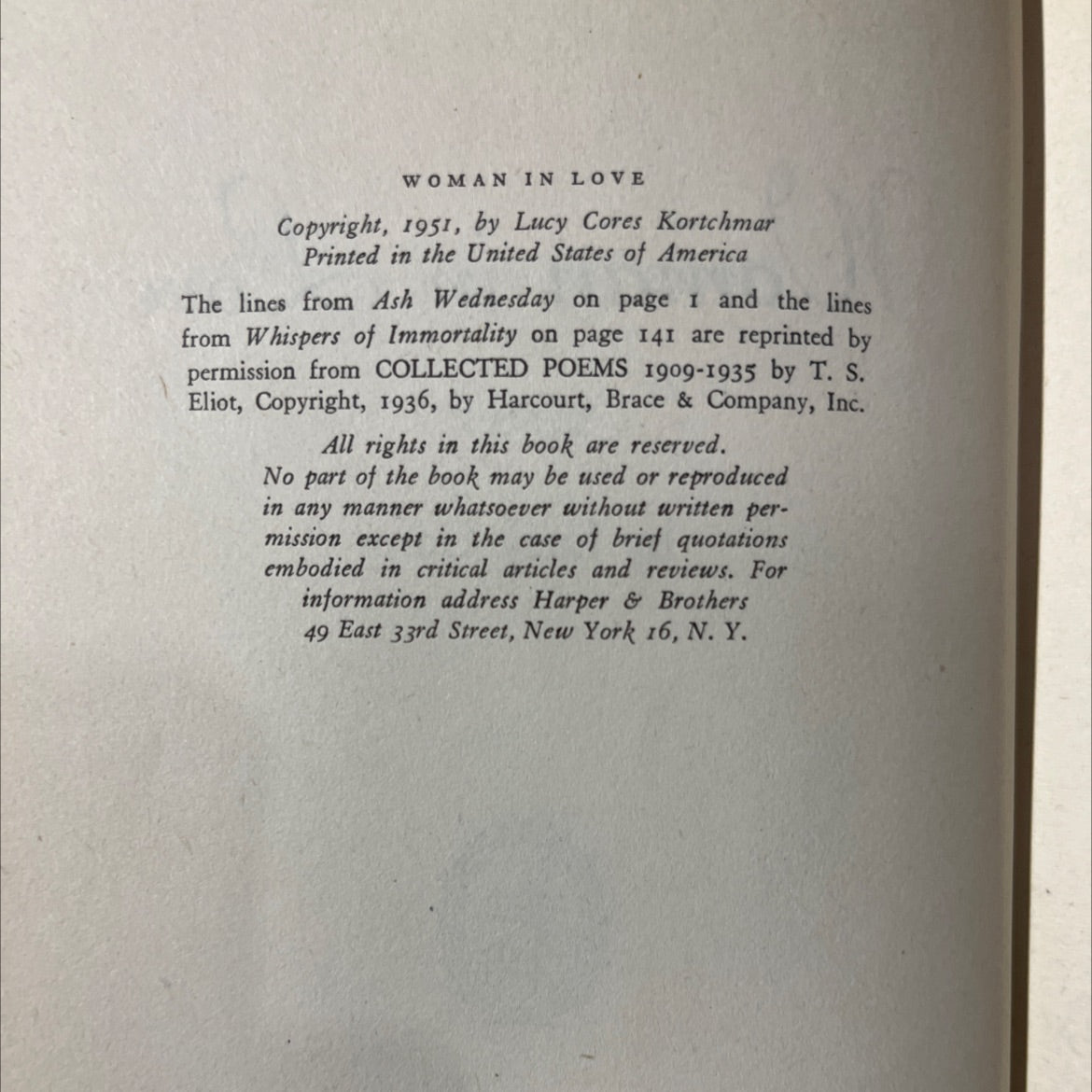woman in love book, by lucy cores, 1951 Hardcover image 3