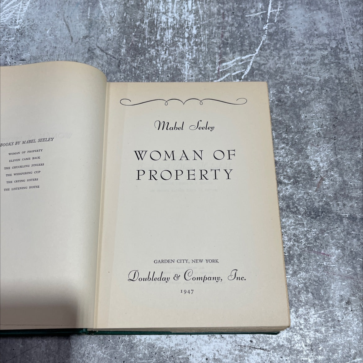 woman of property book, by Mabel Seeley, 1947 Hardcover image 2