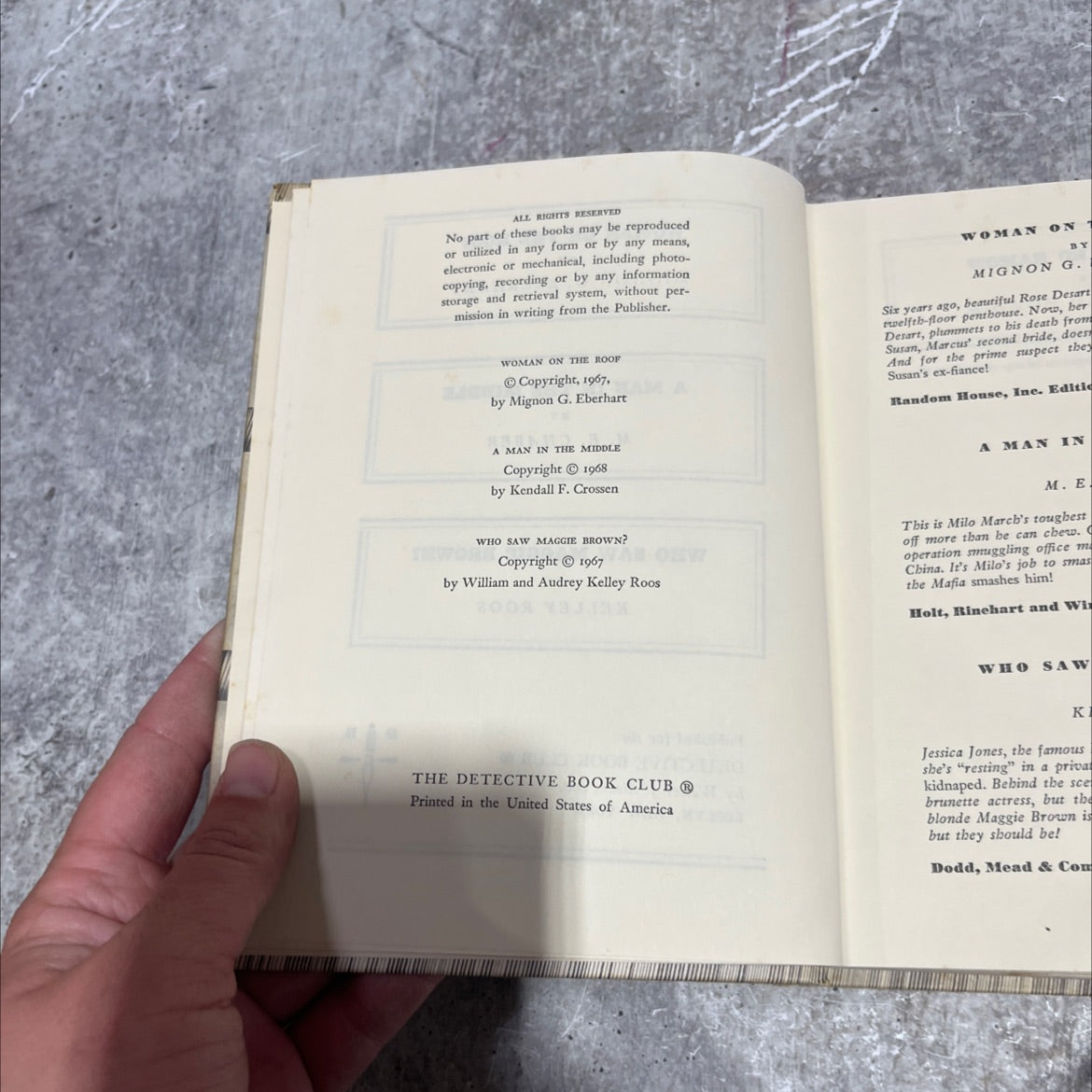 woman on the roof book, by mignon g. eberhart, 1967 Hardcover image 3