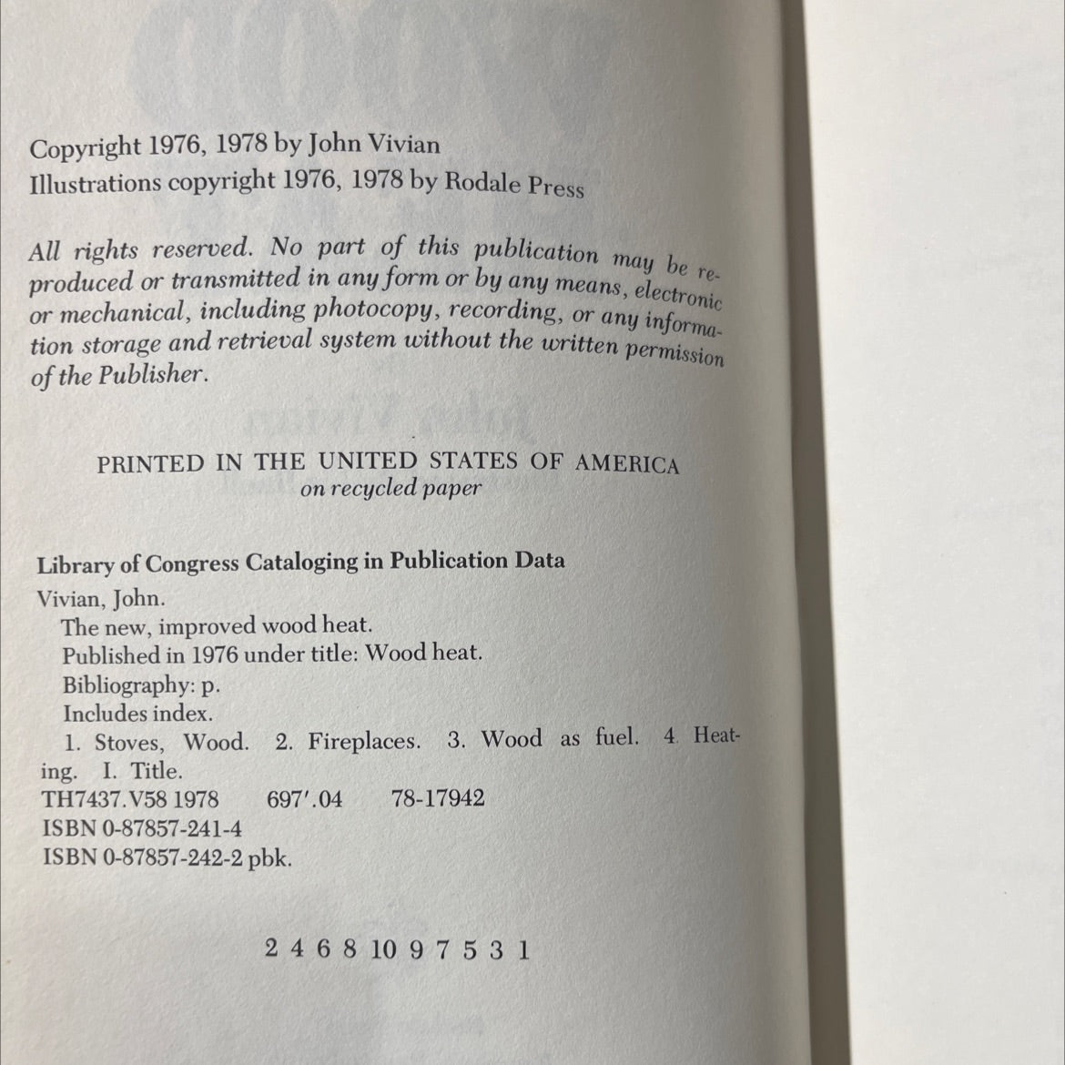 wood heat book, by John Vivian, 1978 Hardcover image 3