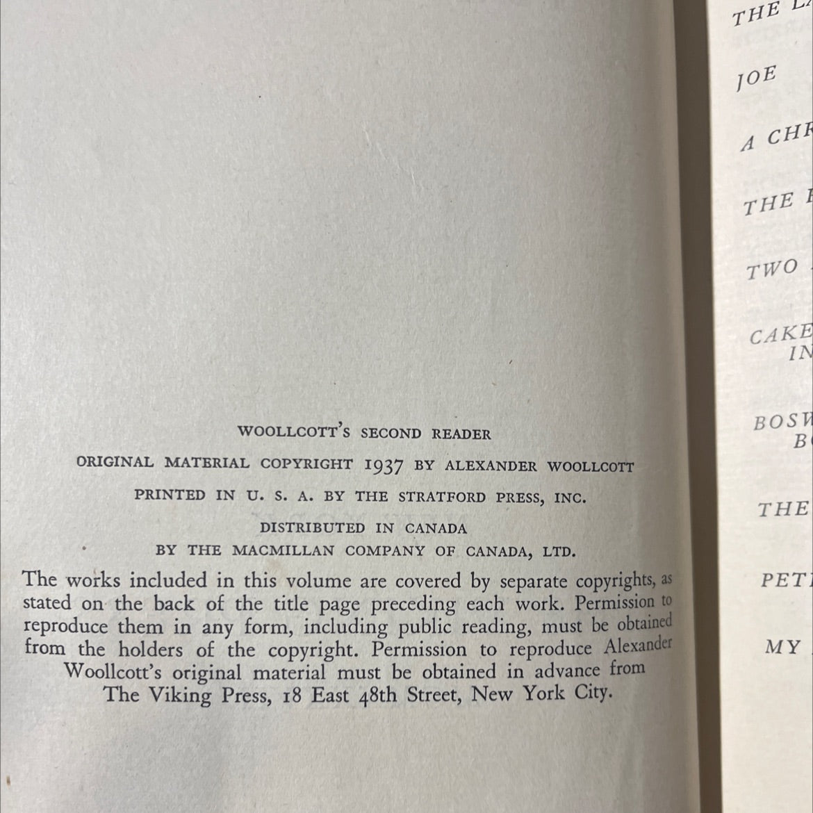woollcott's second reader book, by alexander woollcott, 1937 Hardcover image 3