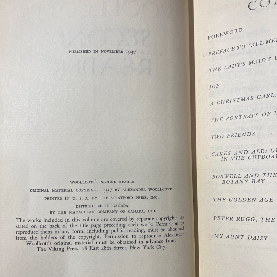 woollcott's second reader book, by alexander woollcott, 1937 Hardcover image 3