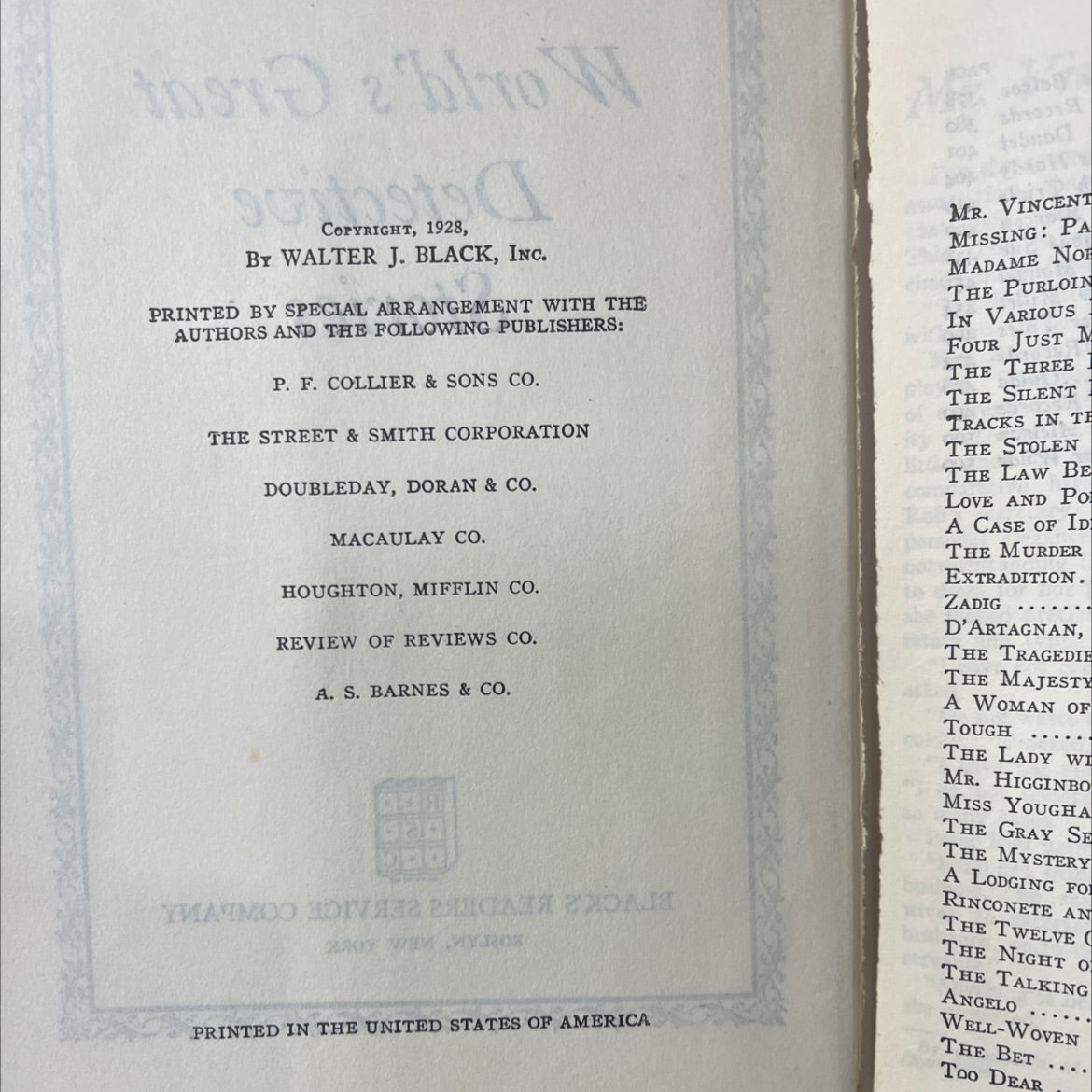 world's great detective stories book, by unknown, 1928 Hardcover image 3