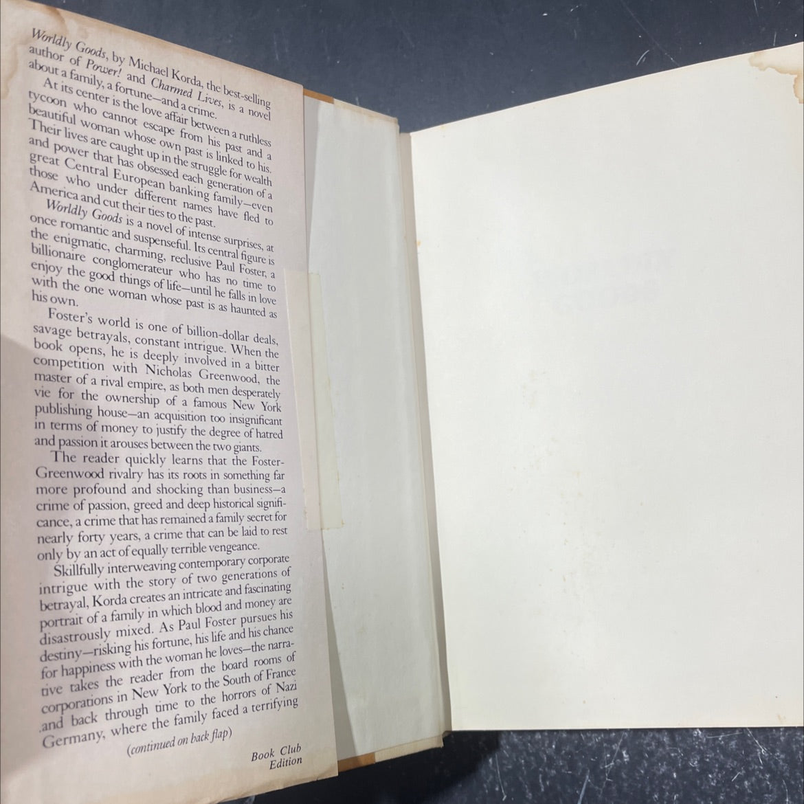 worldly goods book, by michael korda, 1982 Hardcover image 4