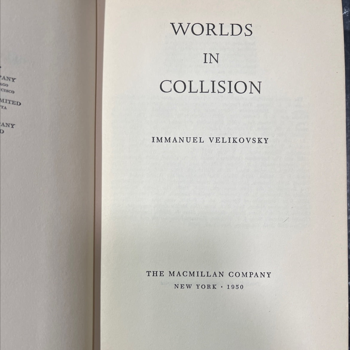 worlds in collision book, by Immanuel Velikovsky, 1950 Hardcover image 2