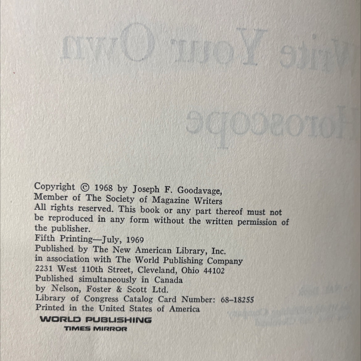 write your own horoscope book, by Joseph F. Goodavage, 1969 Hardcover image 3