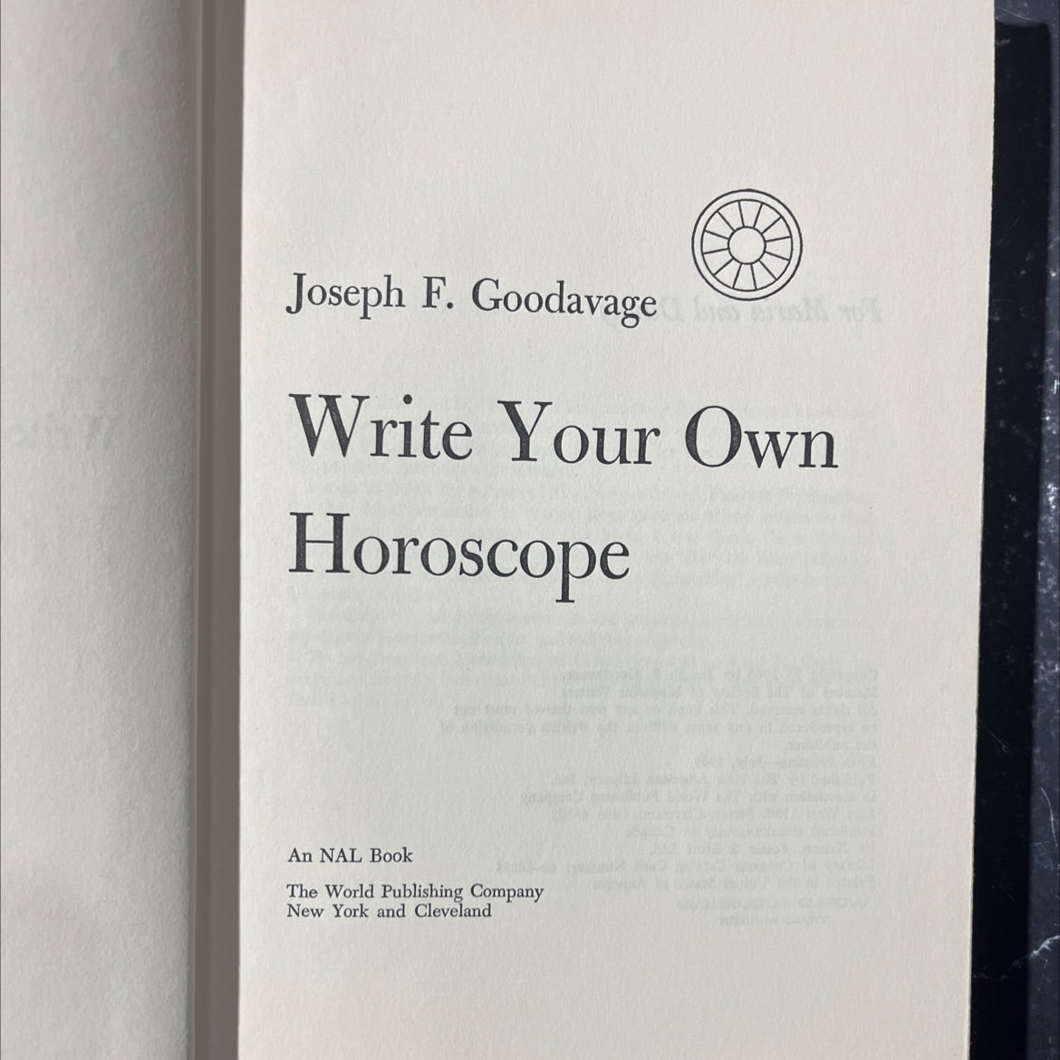 write your own horoscope book, by Joseph F. Goodavage, 1969 Hardcover image 2