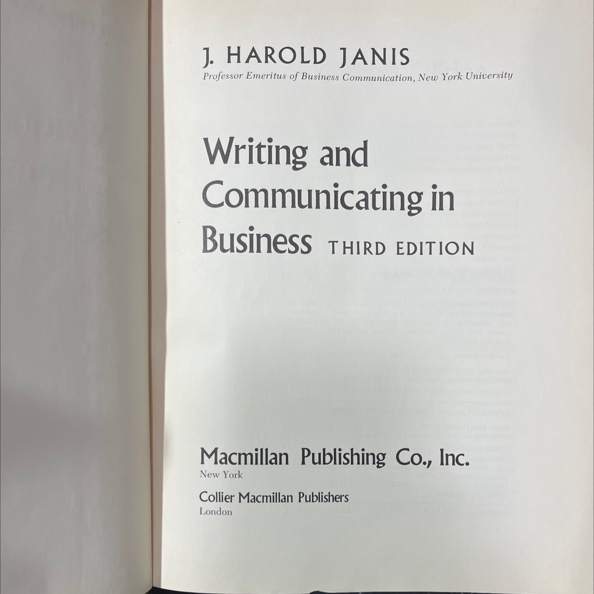 writing and communicating in business book, by j. harold janis, 1978 Hardcover image 2