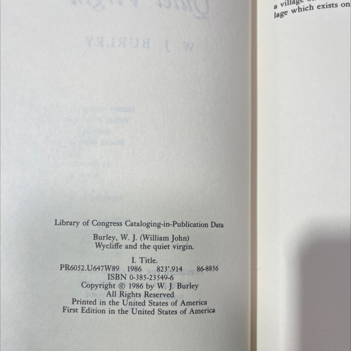 wycliffe and the quiet virgin book, by w. j. burley, 1986 Hardcover image 3