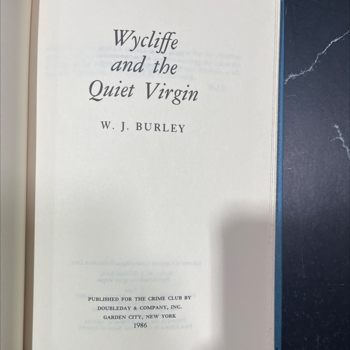 wycliffe and the quiet virgin book, by w. j. burley, 1986 Hardcover image 2