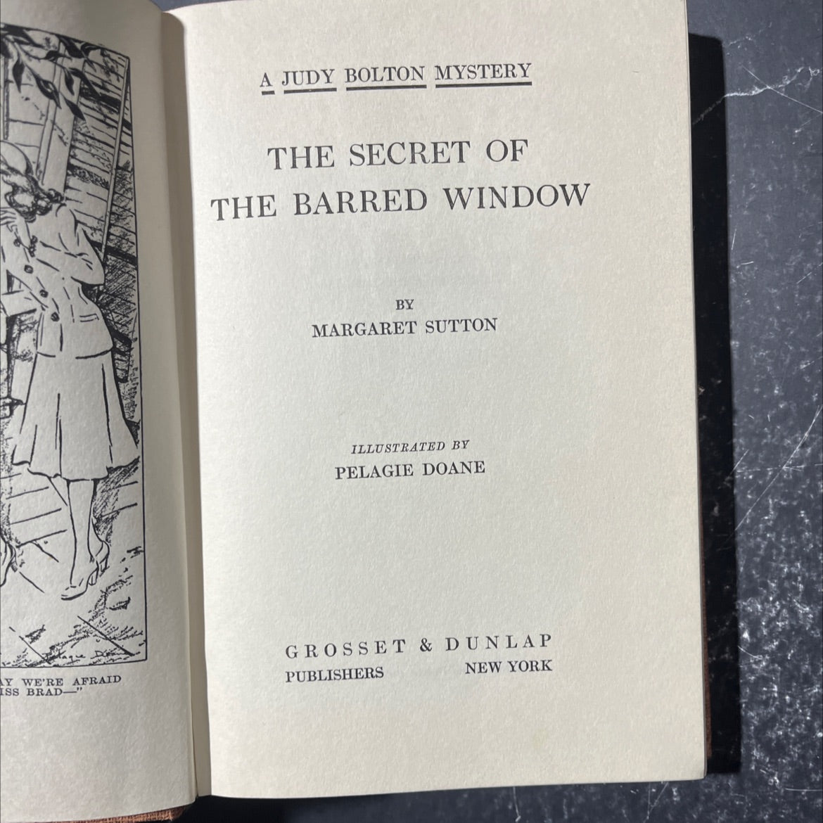 y we're afraid iss brad a judy bolton mystery the secret of the barred window book, by margaret sutton, 1943 Hardcover image 2
