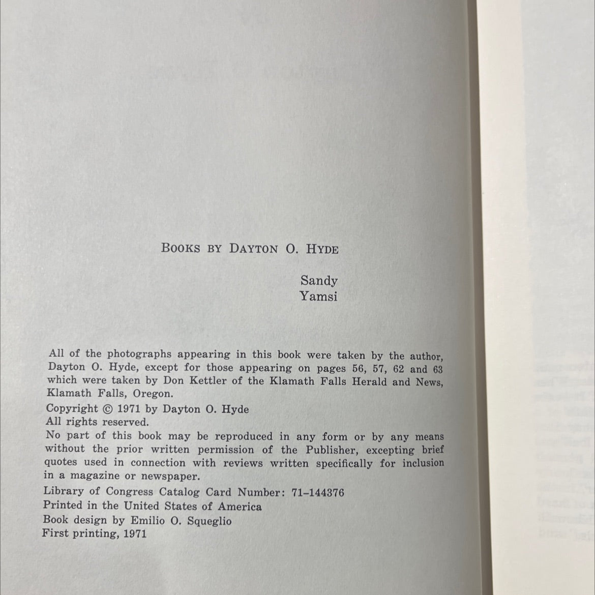 yamsi book, by dayton o. hyde, 1971 Hardcover image 3