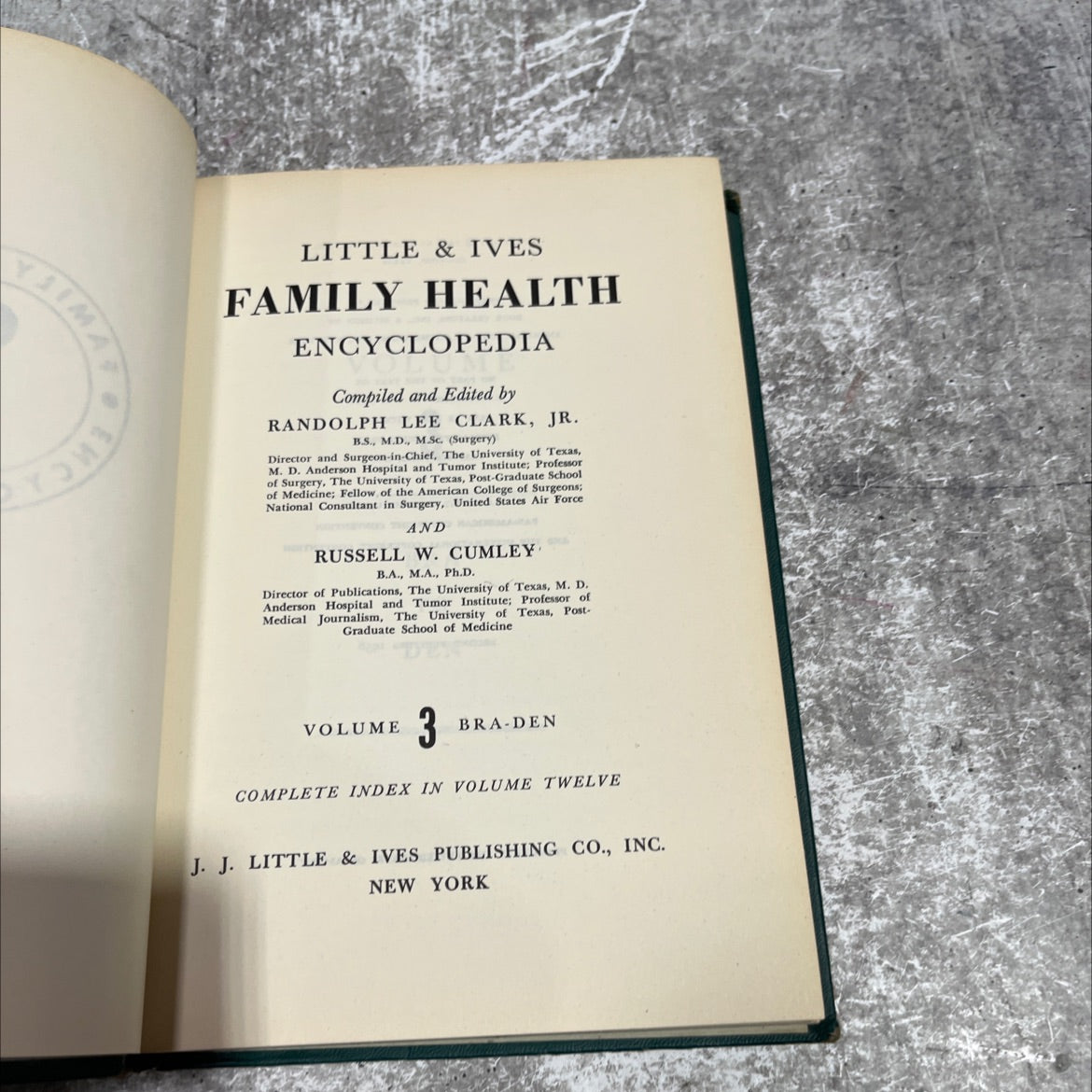 yima you little & ives family health encyclopedia book, by randolph lee clark, jr., russell w. cumley, 1956 Hardcover image 2