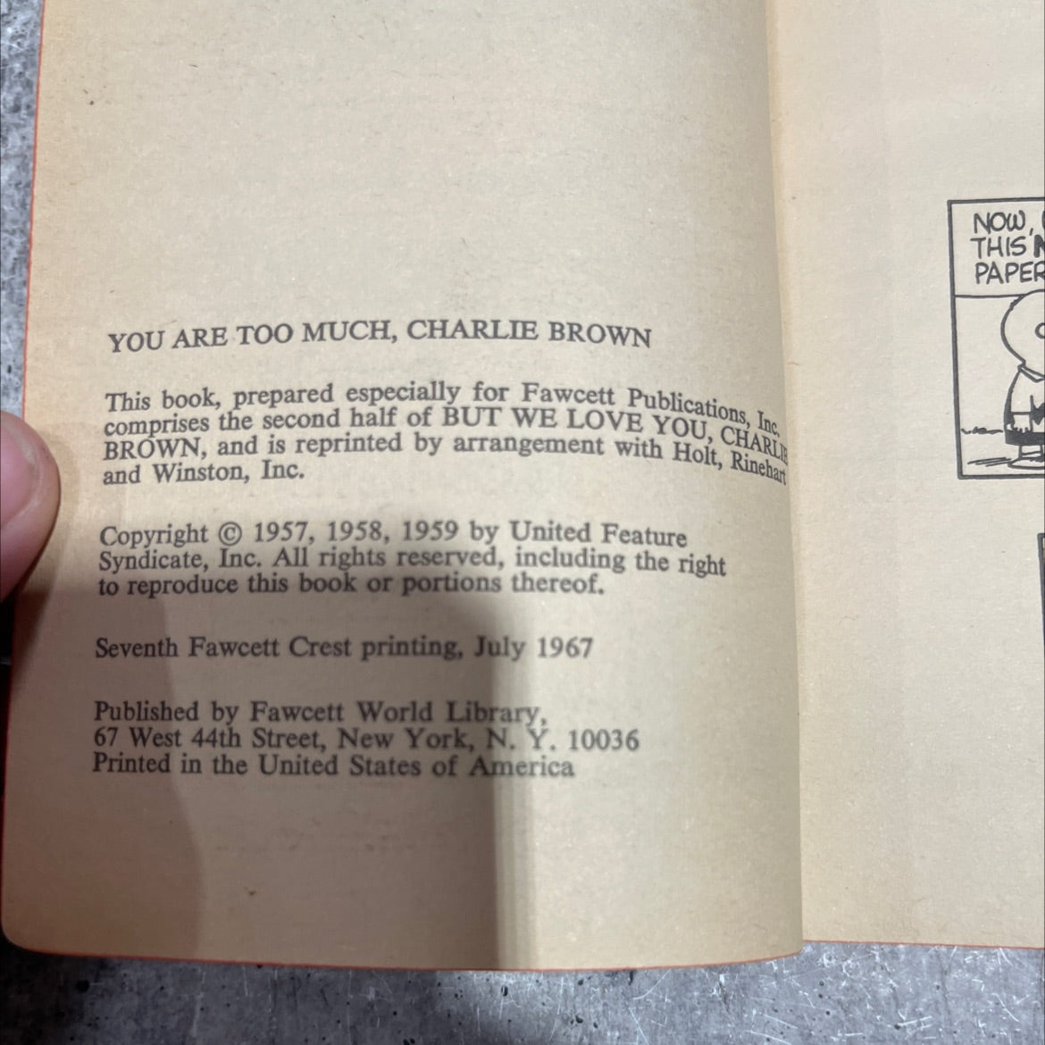 you are too much, charlie brown book, by charles m. schulz, 1959 Paperback image 3