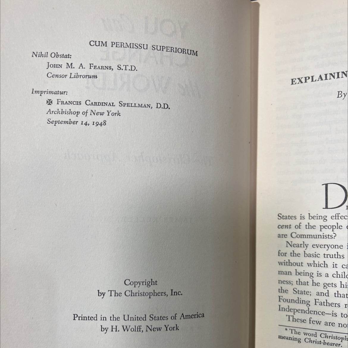 you can change the world! the christopher approach book, by james keller, m.m., 1948 Hardcover image 3