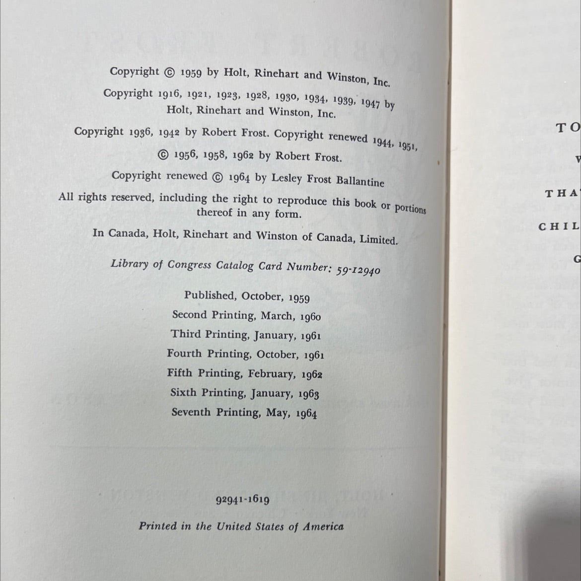 you come too favorite poems for young readers book, by robert frost, 1959 Hardcover image 3