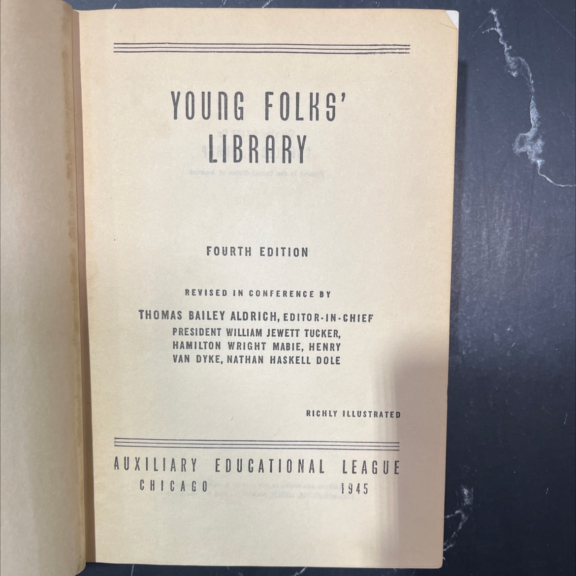 young folks' library fourth edition revised in conference book, by thomas bailey aldrich, 1945 Hardcover image 2