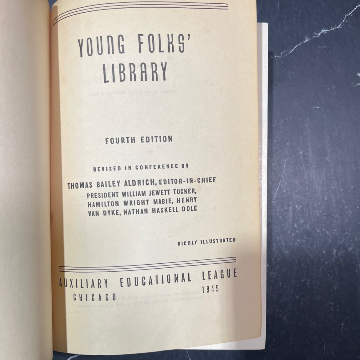 young folks' library fourth edition revised in conference book, by thomas bailey aldrich, 1945 Hardcover image 2