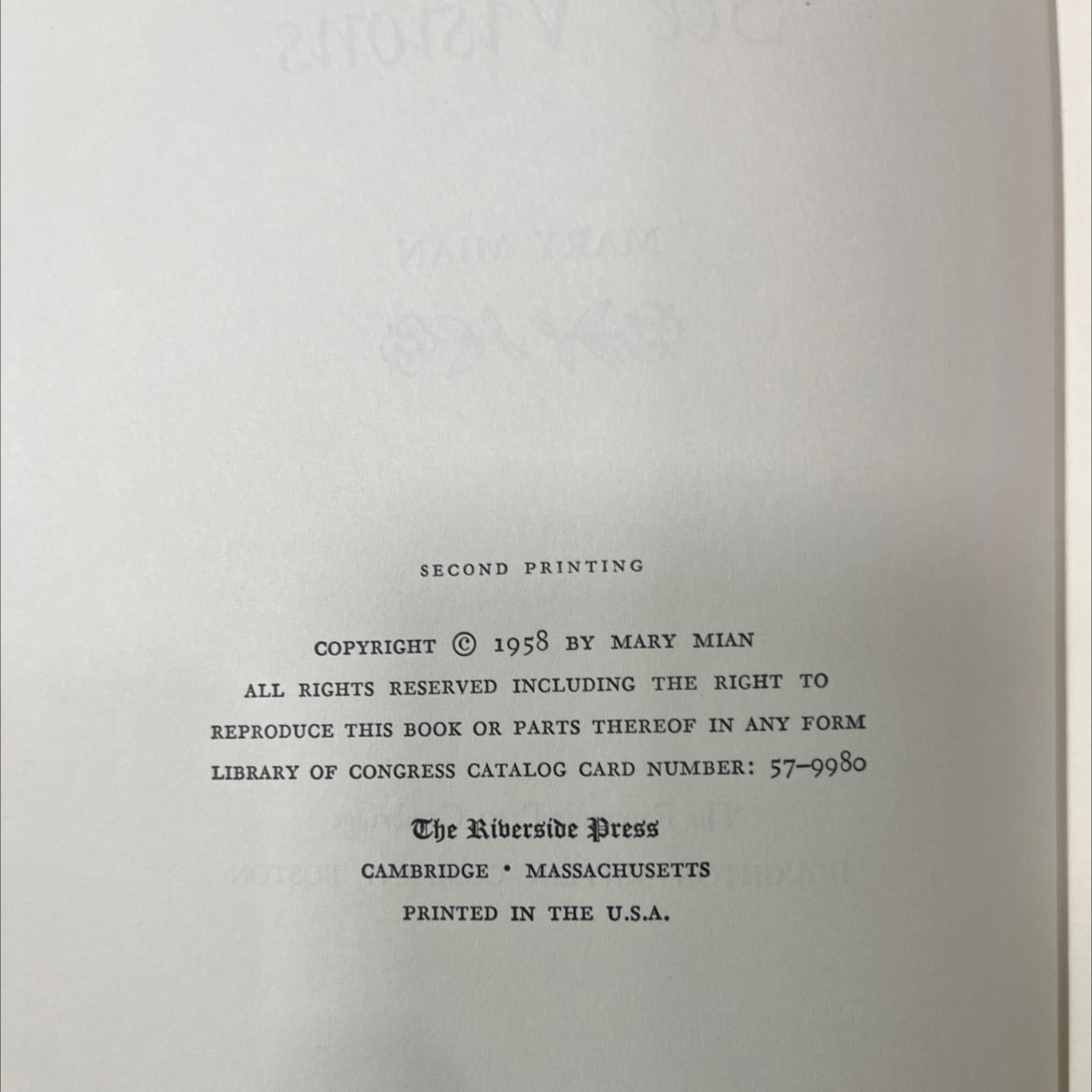 young men see visions book, by mary mian, 1958 Hardcover image 3