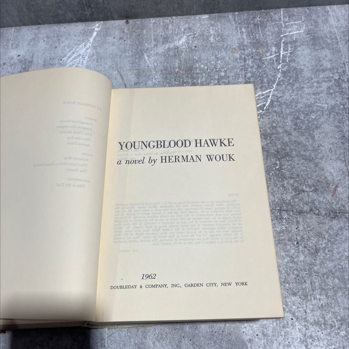 youngblood hawke book, by herman wouk, 1962 Hardcover image 2