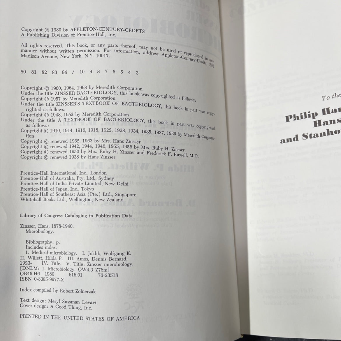 zinsser microbiology book, by hans zinsser, 1980 Hardcover image 3