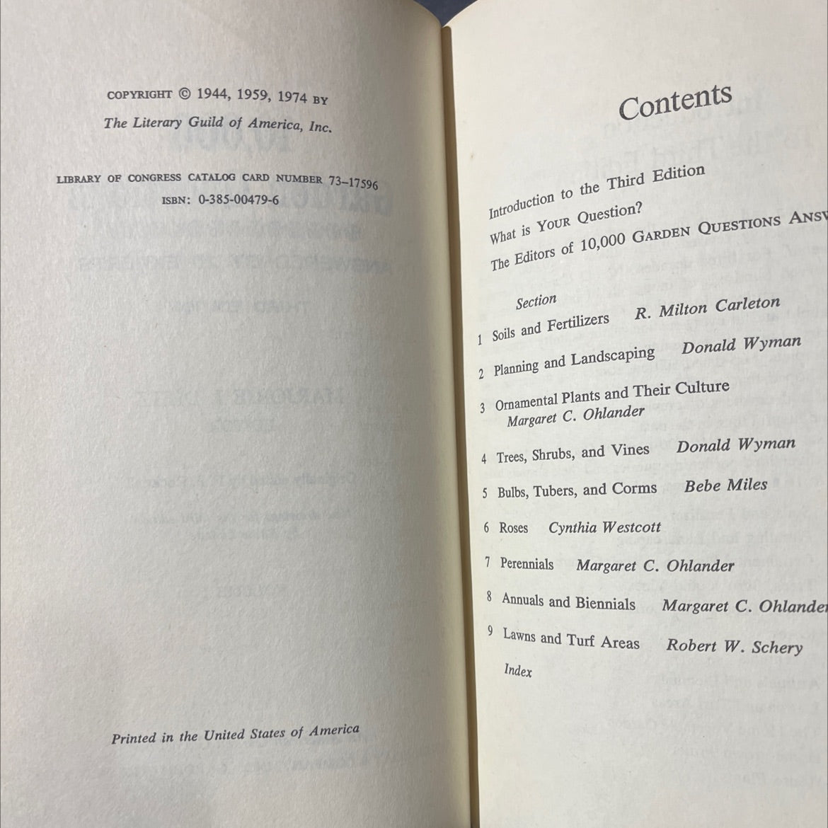 10,000 garden questions answered by 20 experts third edition book, by Marjorie J. Dietz, 1974 Hardcover image 3