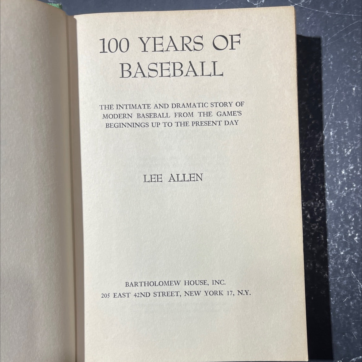100 years of baseball book, by lee allen, 1950 Hardcover image 2