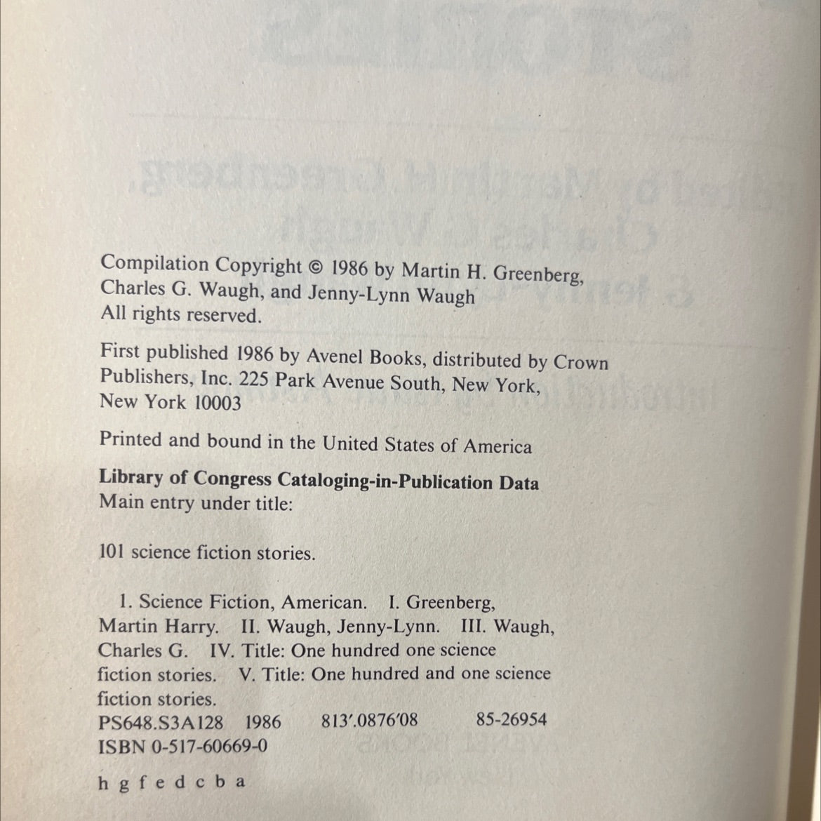 101 science fiction stories book, by Martin H. Greenberg, Charles G. Waugh, Jenny-Lynn Waugh, 1986 Hardcover image 3