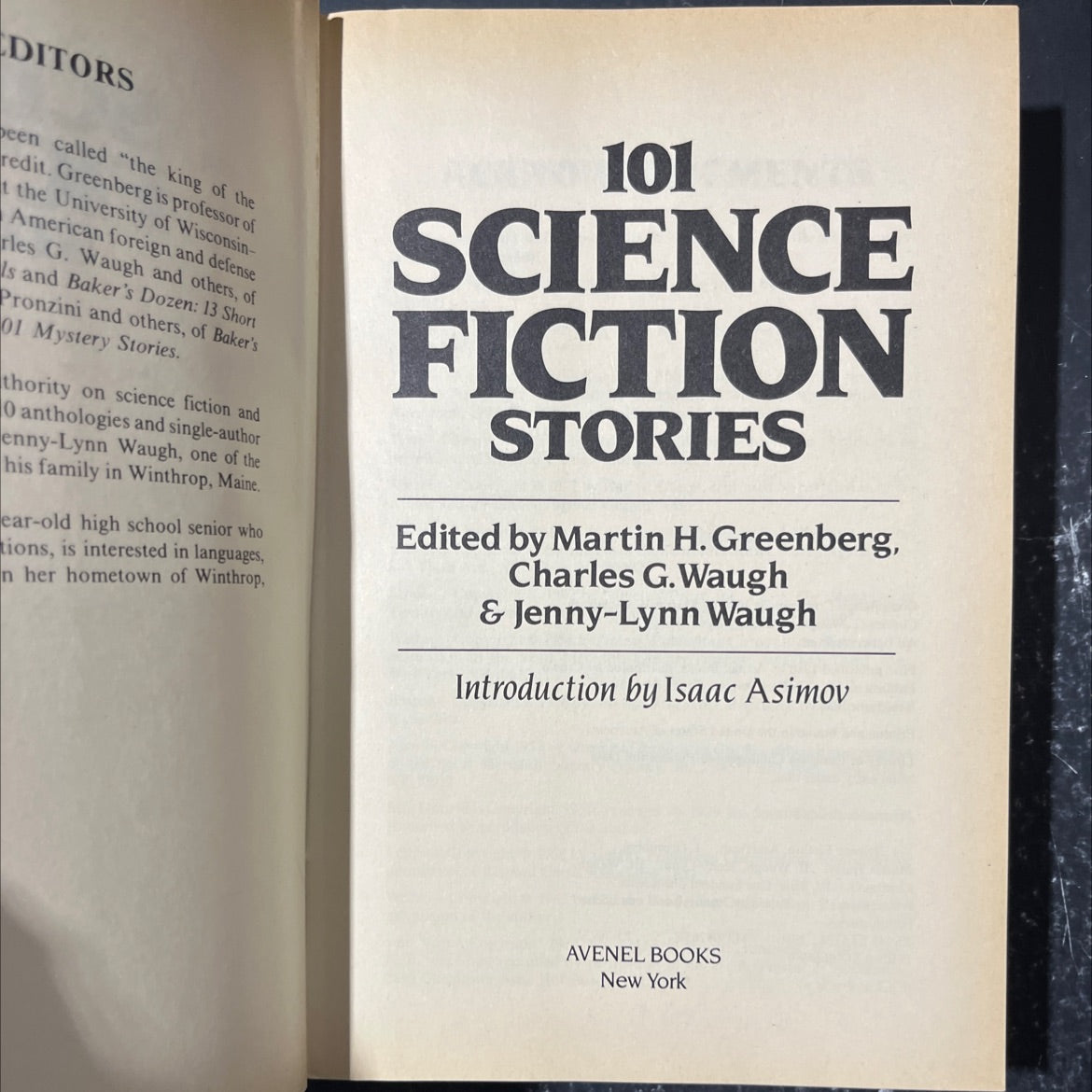 101 science fiction stories book, by Martin H. Greenberg, Charles G. Waugh, Jenny-Lynn Waugh, 1986 Hardcover image 2