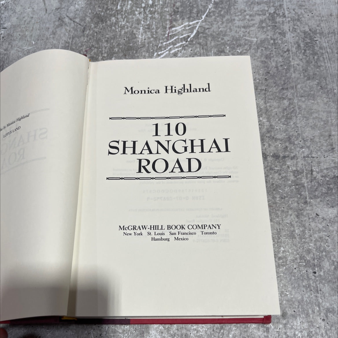 110 shanghai road book, by Monica Highland, 1986 Hardcover image 2