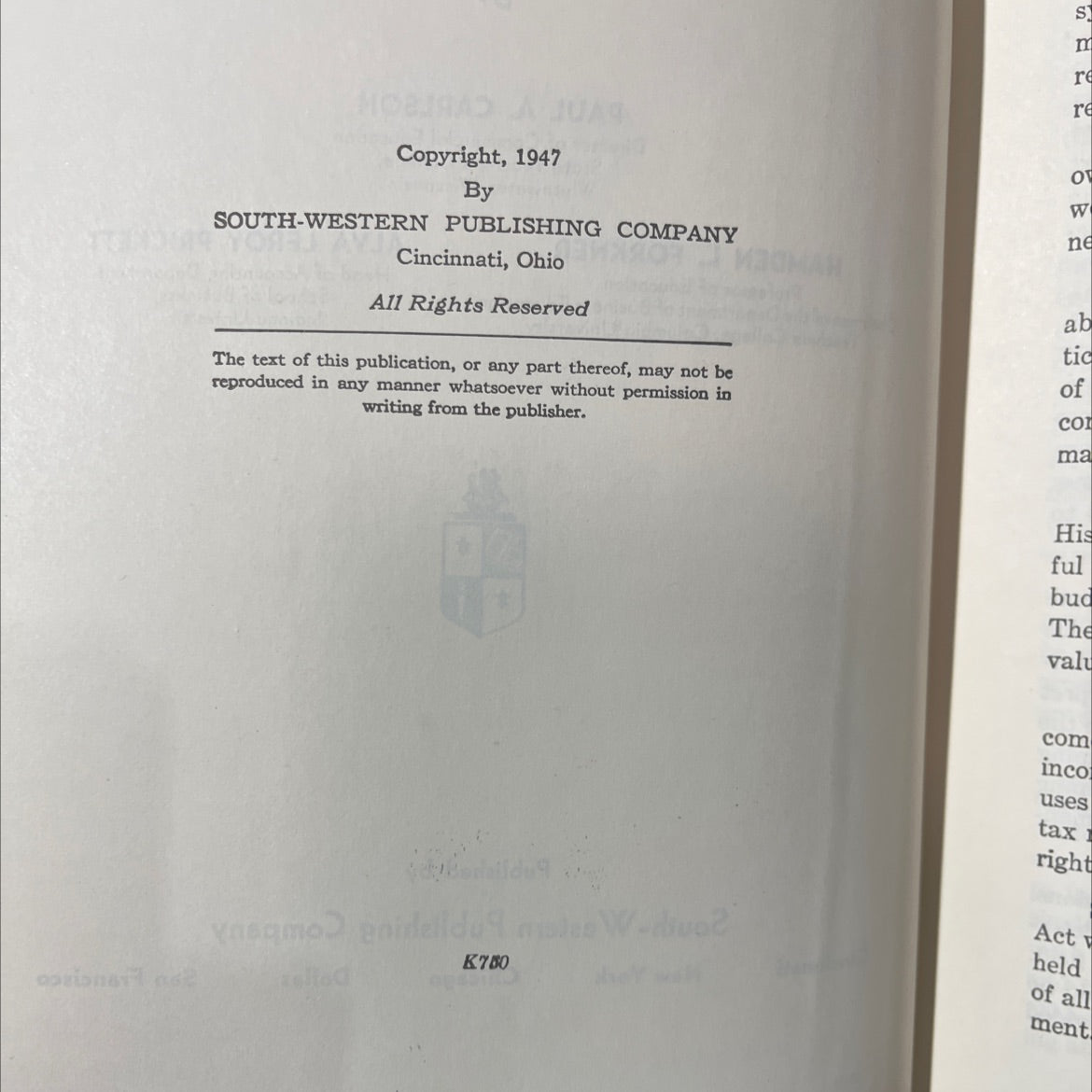 20th century bookkeeping and accounting book, by paul a. carlson, hamden l. forkner, alva leroy prickett, 1947 Hardcover image 3