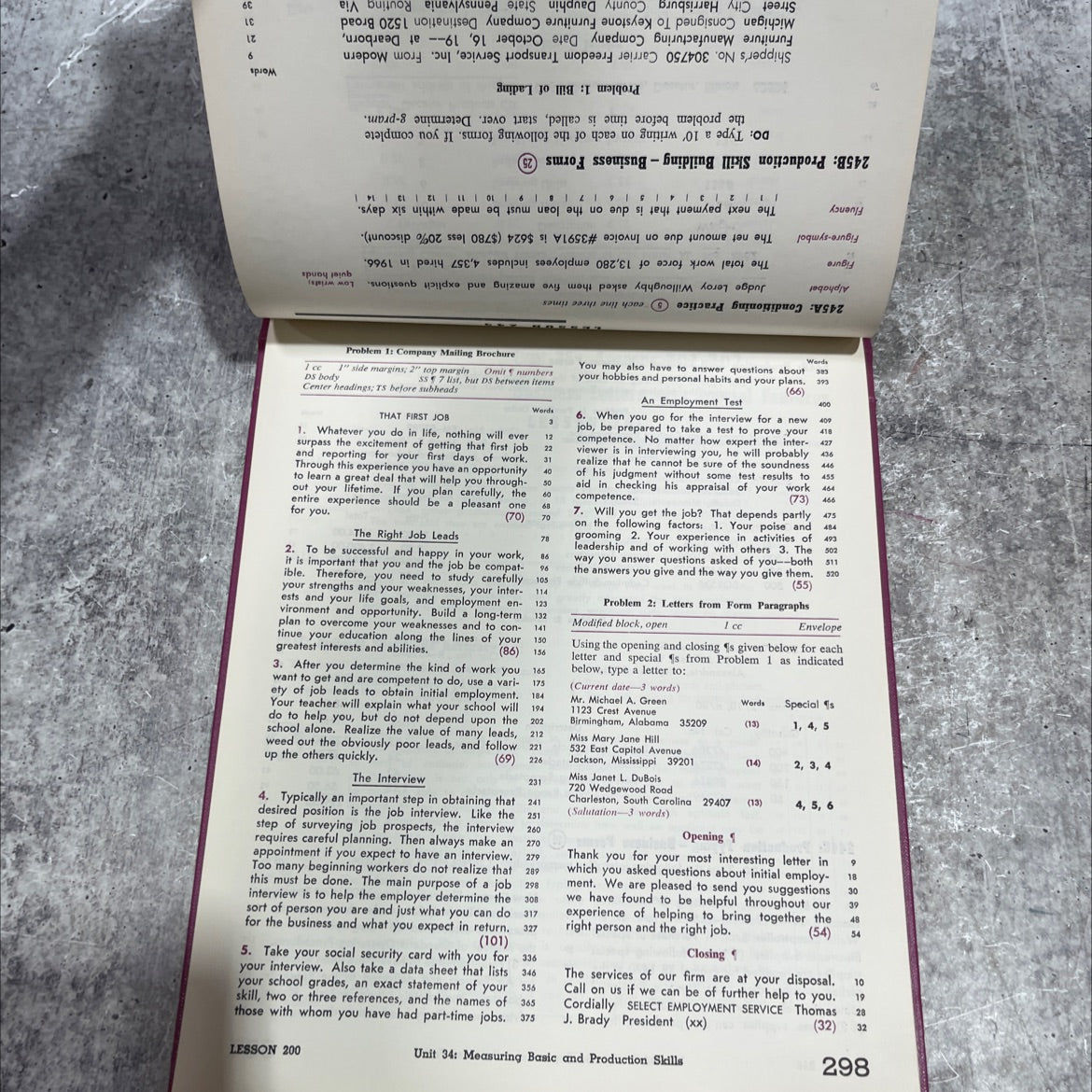 20th century typewriting ninth edition advanced vocational course book, by D. D. Lessenberry, T. James Crawford, image 3