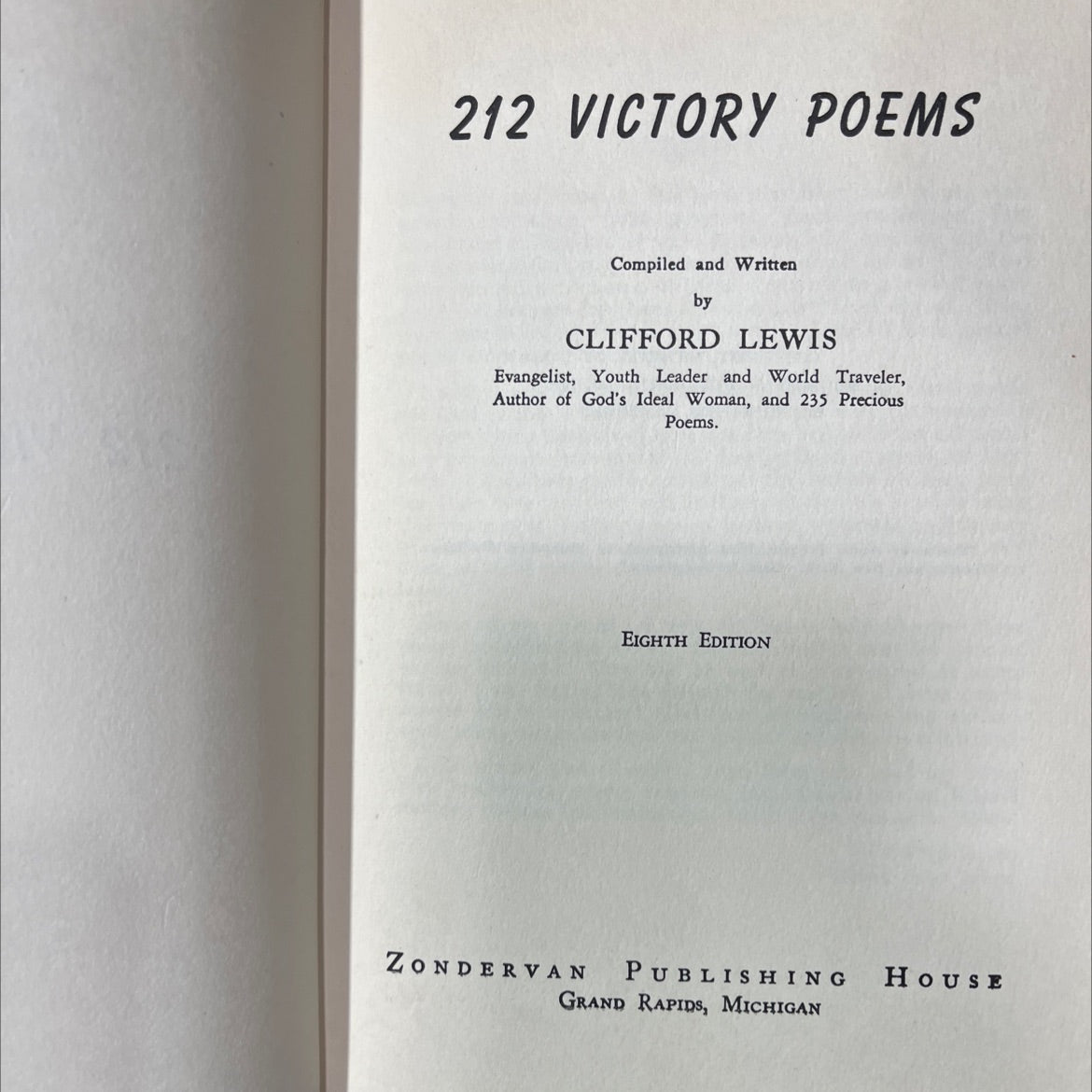 212 victory poems book, by clifford lewis, 1941 Hardcover image 2