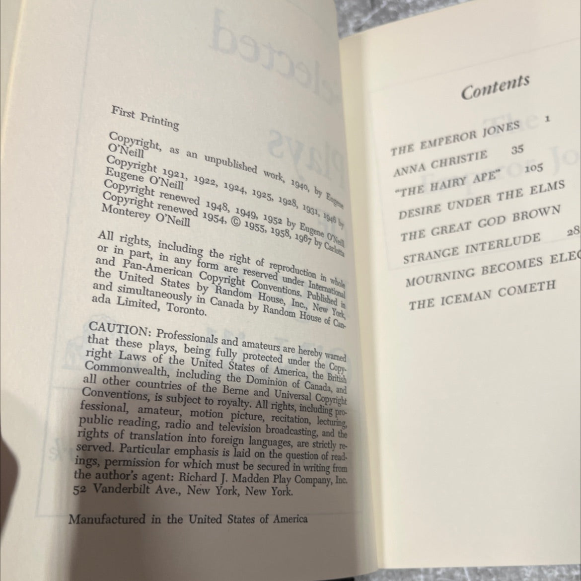 30 selected plays of eugene o'neill book, by eugene o'neill, 1967 Hardcover image 3