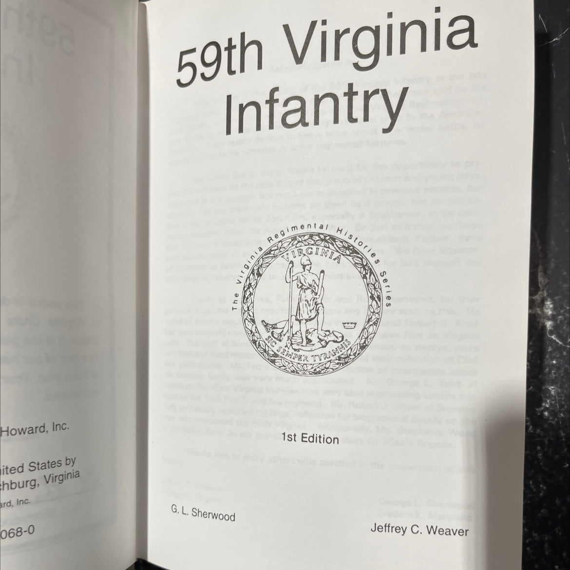 59th virginia infantry book, by jeffrey c. weaver, 1994 Hardcover image 2