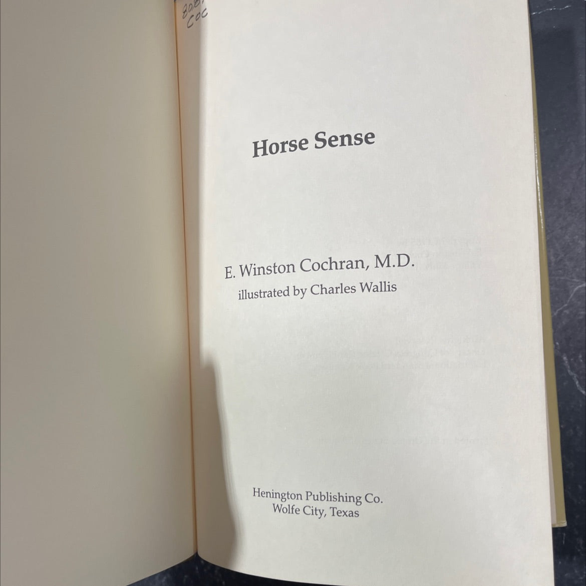 808 coc horse sense book, by E. Winston Cochran, M.D., 1985 Hardcover image 2