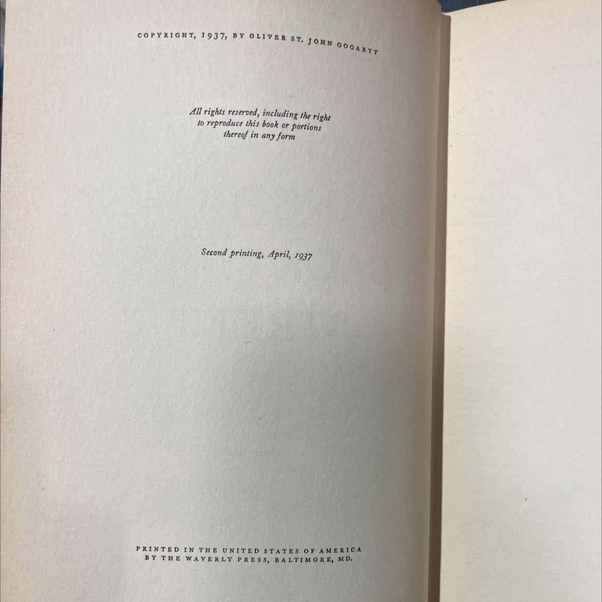83 a phantasy in fact as i was going down sackville street book, by oliver st. j. gogarty, 1937 Hardcover image 3