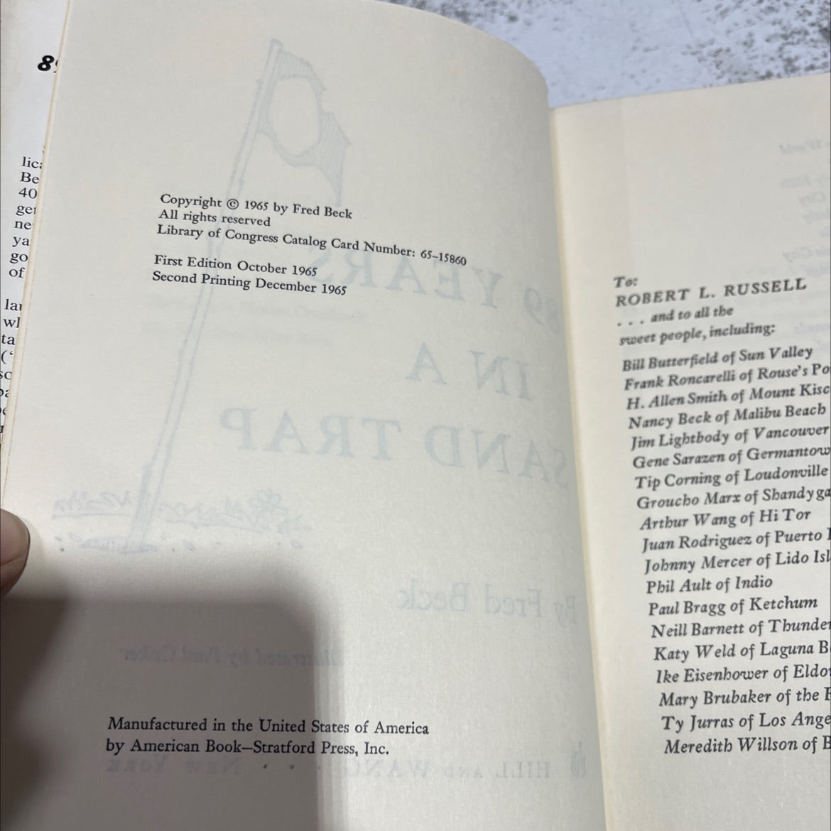 89 years in a sand trap book, by Fred Beck, 1965 Hardcover image 3