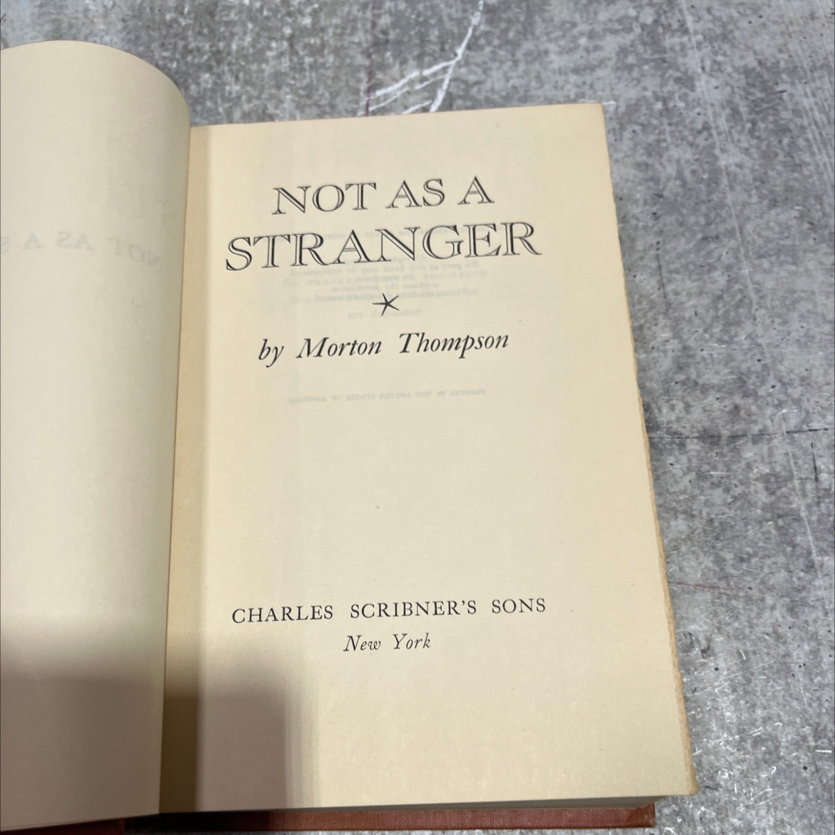 a 2a to not as a stranger book, by morton thompson, 1954 Hardcover image 2